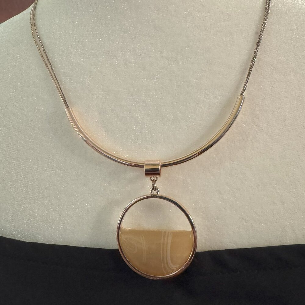 Ann Taylor Factory Rose Gold Plated Necklace with Ring Pendant